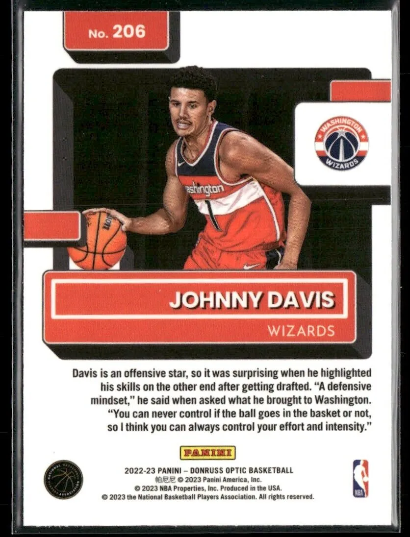 2022-23 Donruss Optic Johnny Davis Rated Rookie #206 Washington Wizards