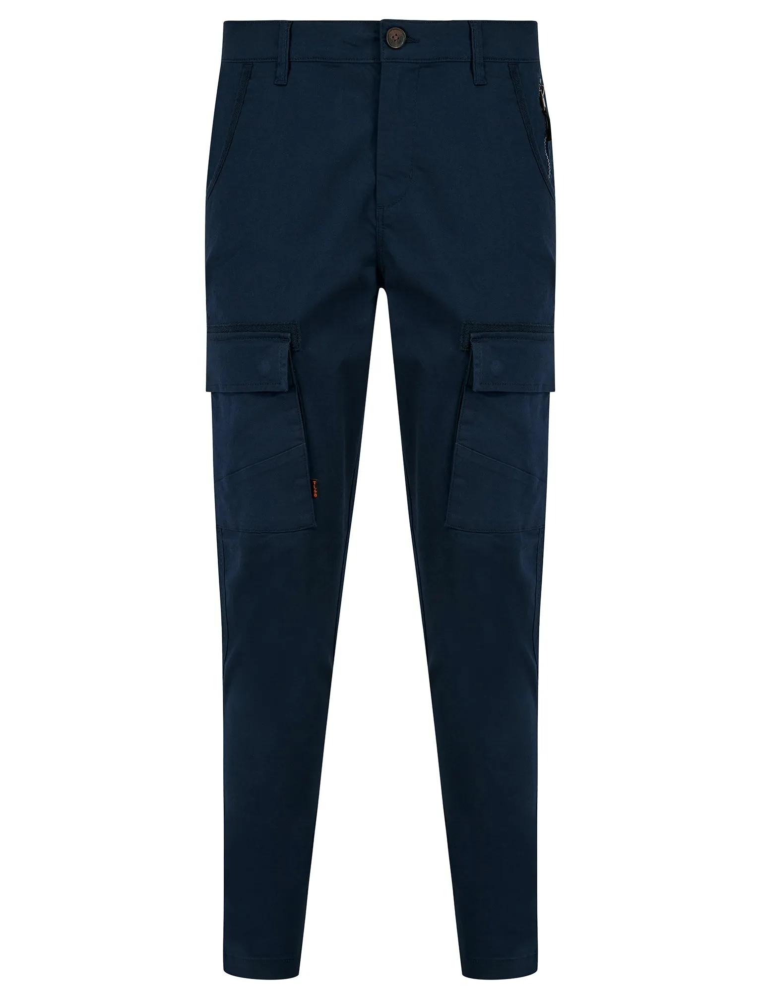 Almagro Stretch Cotton Blend Multi-Pocket Cargo Trousers in Sky Captain Navy - Tokyo Laundry