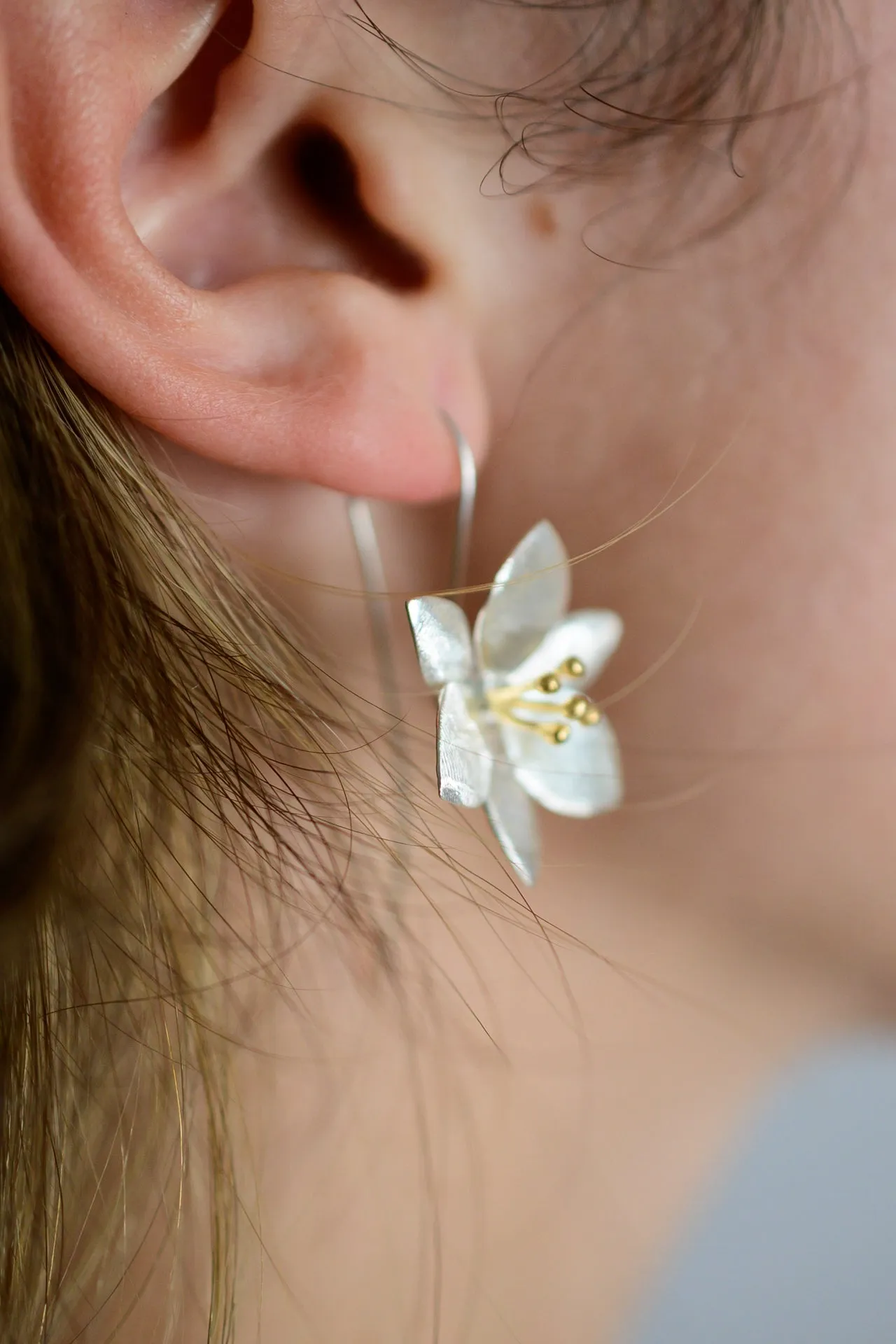 Anantara Two Tone Lotus Flower Earrings