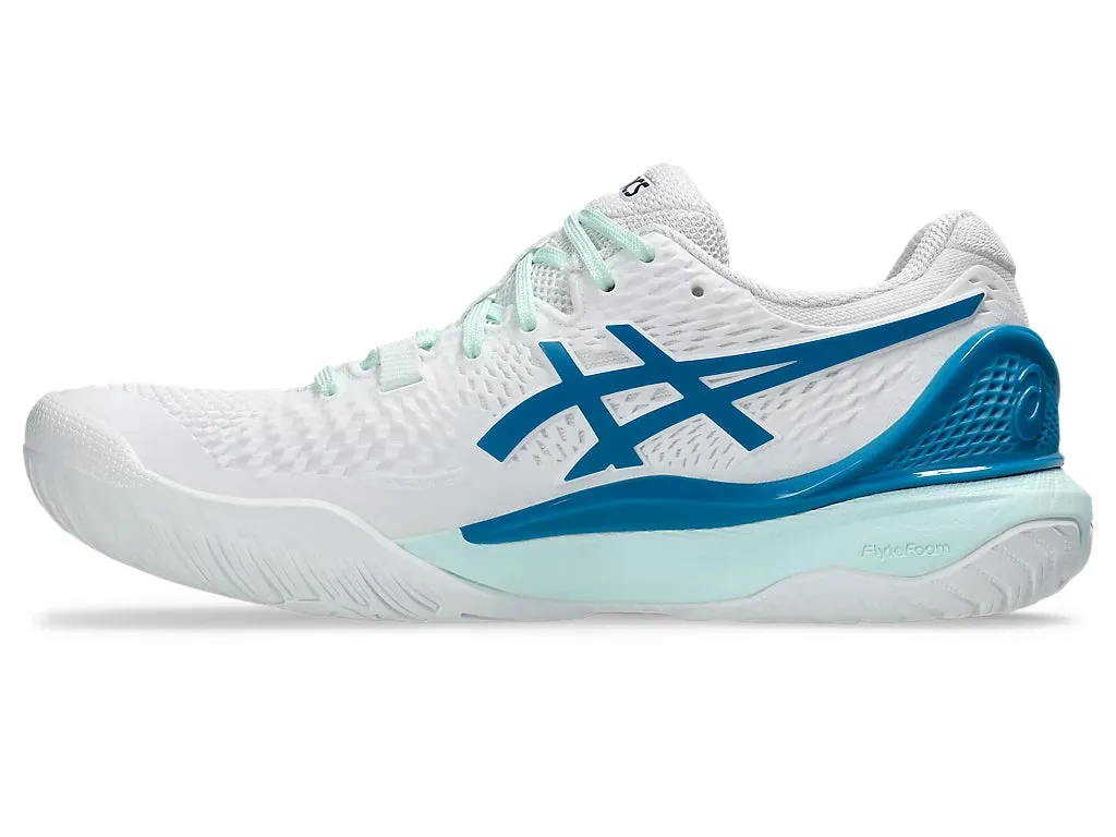 Asics Gel-Resolution 9 Women White/Teal Blue