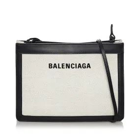 Balenciaga Navy Pochette S Canvas Crossbody Bag (SHG-29713)