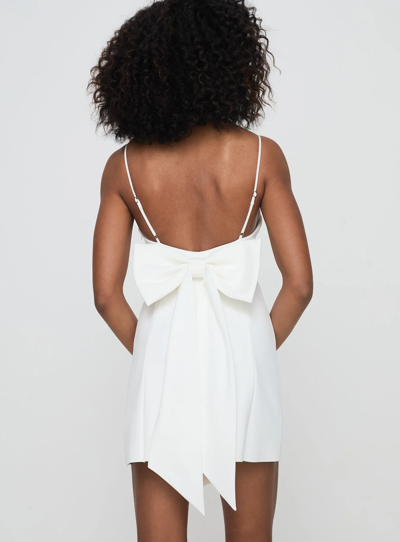 Bow Me Up Mini Dress White