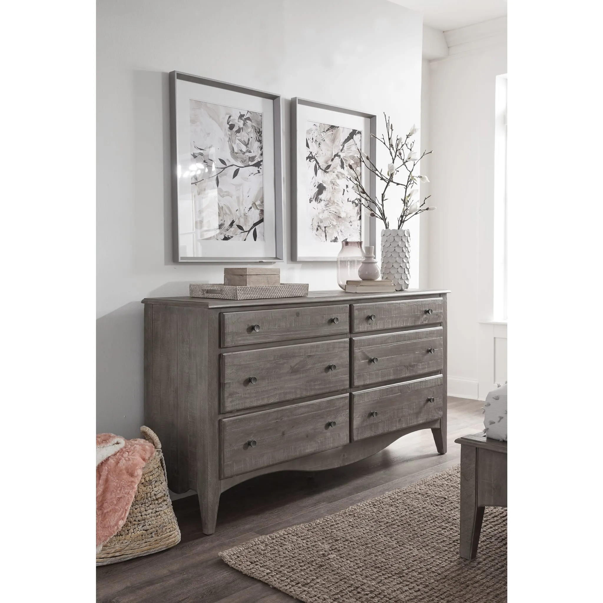 Cottage Taupe 6-Drawer 72" Dresser