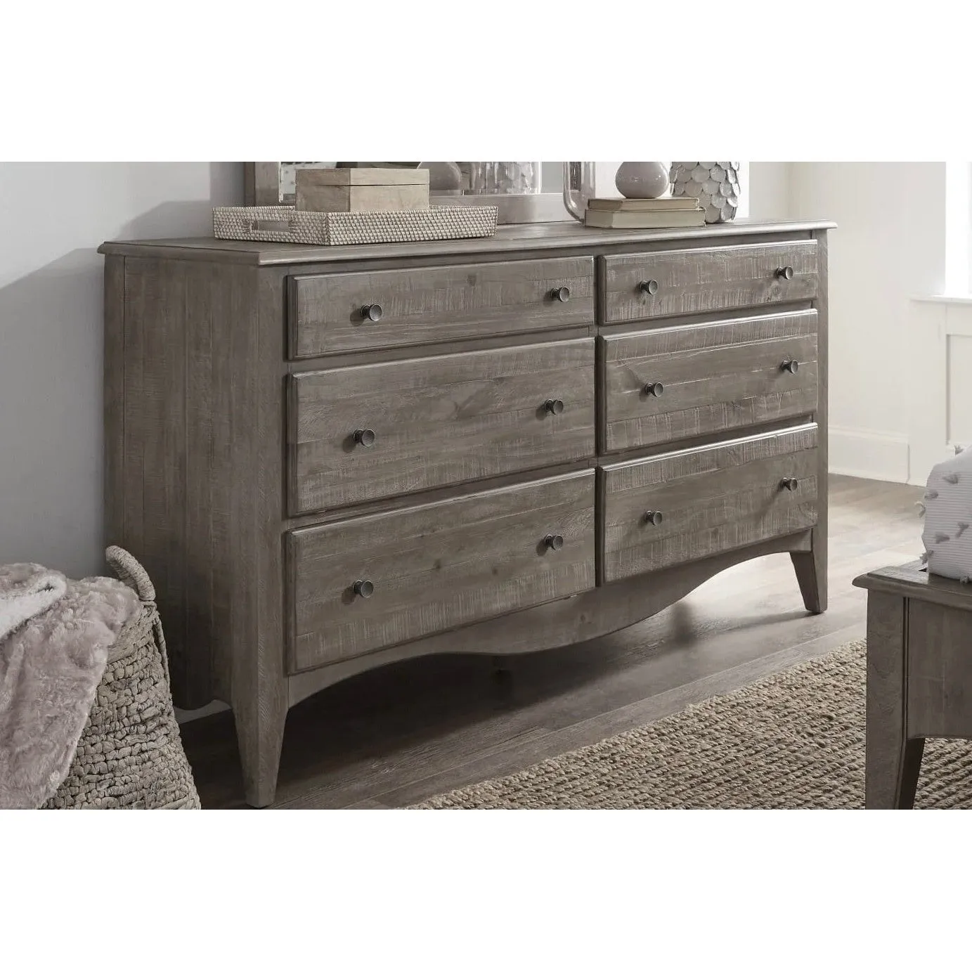 Cottage Taupe 6-Drawer 72" Dresser