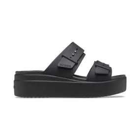 Crocs sandalo da donna con zeppa Brooklyn Buckle Low Wedge W 207431-001 nero