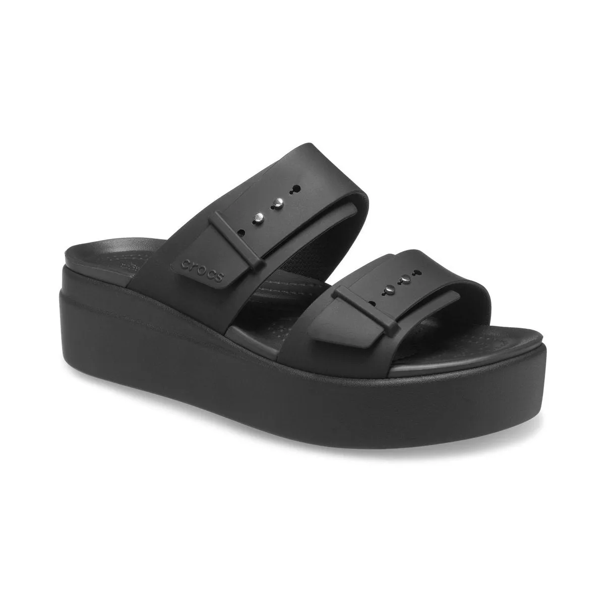 Crocs sandalo da donna con zeppa Brooklyn Buckle Low Wedge W 207431-001 nero