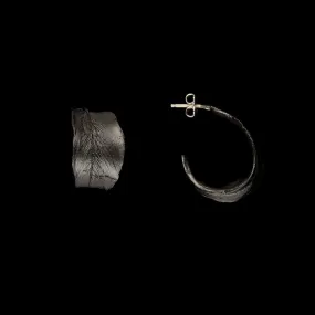 Feather Earring - Hoop Post Gunmetal