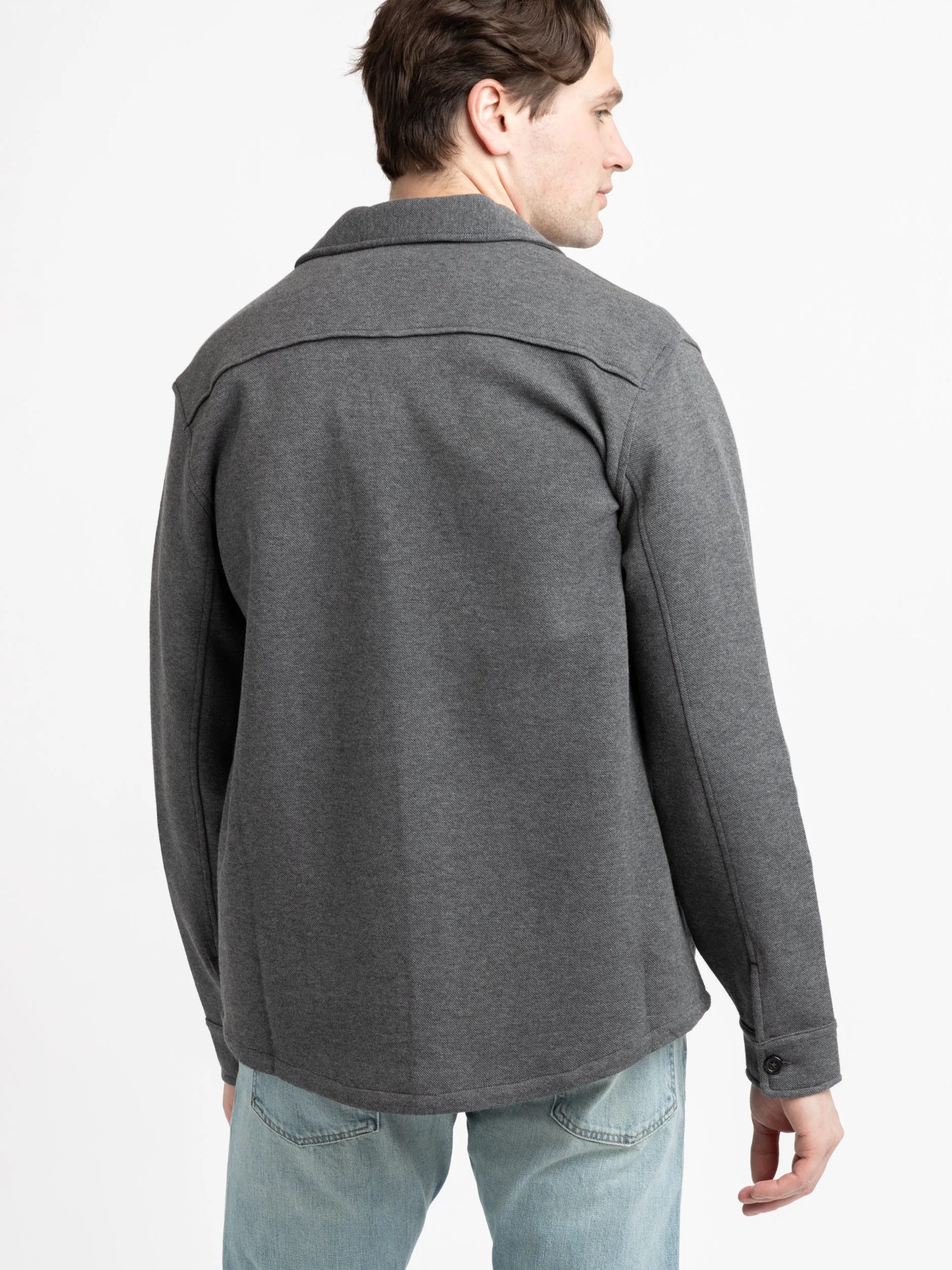 Grey Double-Knit Mesh Overshirt