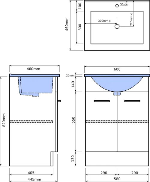 Henry Brooks - Vanity Unit Floor Standing - Albion 600mm