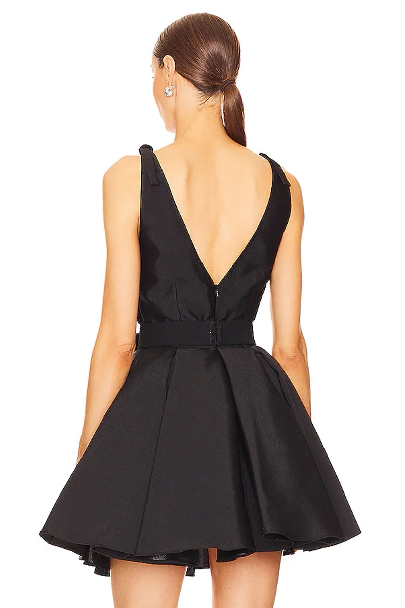 Kayce Tie-Shoulder Black Mini Dress