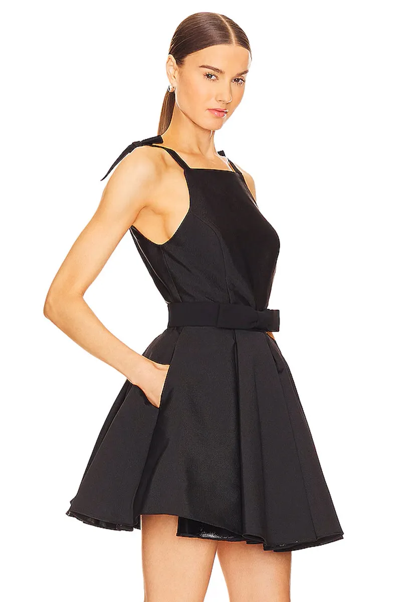 Kayce Tie-Shoulder Black Mini Dress