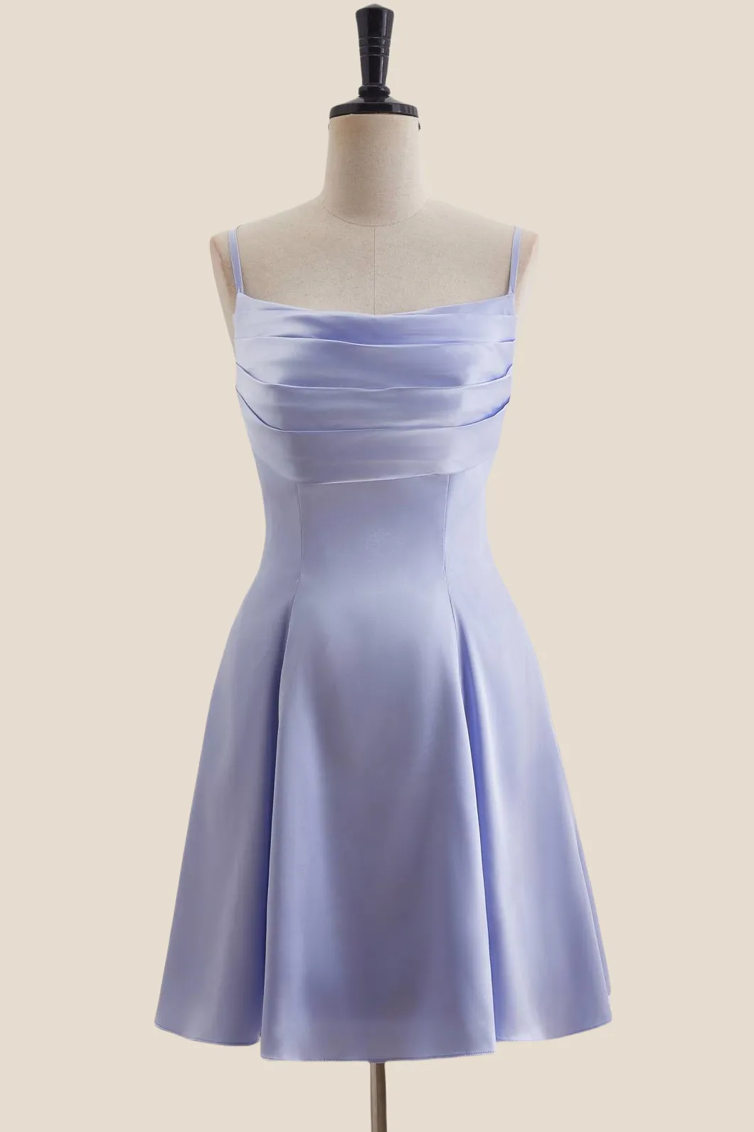 Lavender Cowl Neck Short Dress with Back Bow