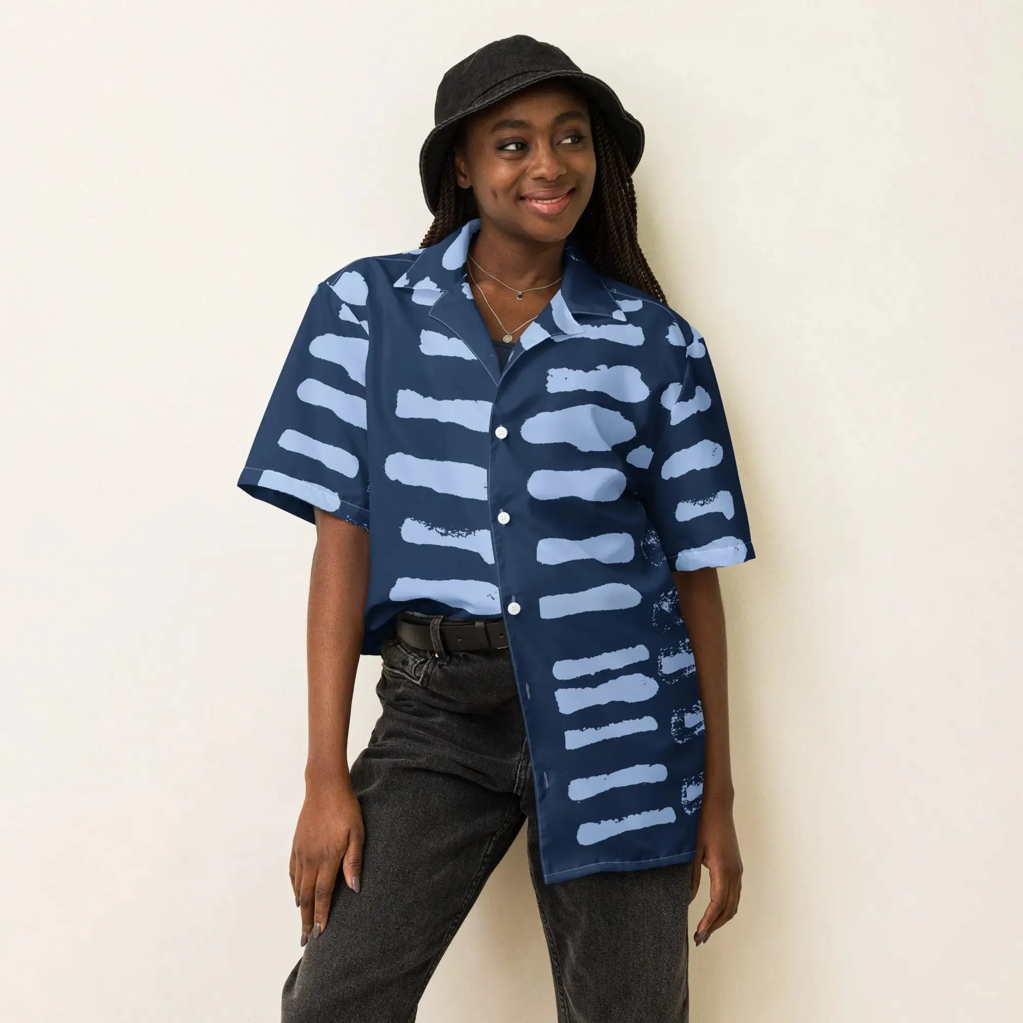 MY Lite Blue Abstract Button Down Unisex Shirt