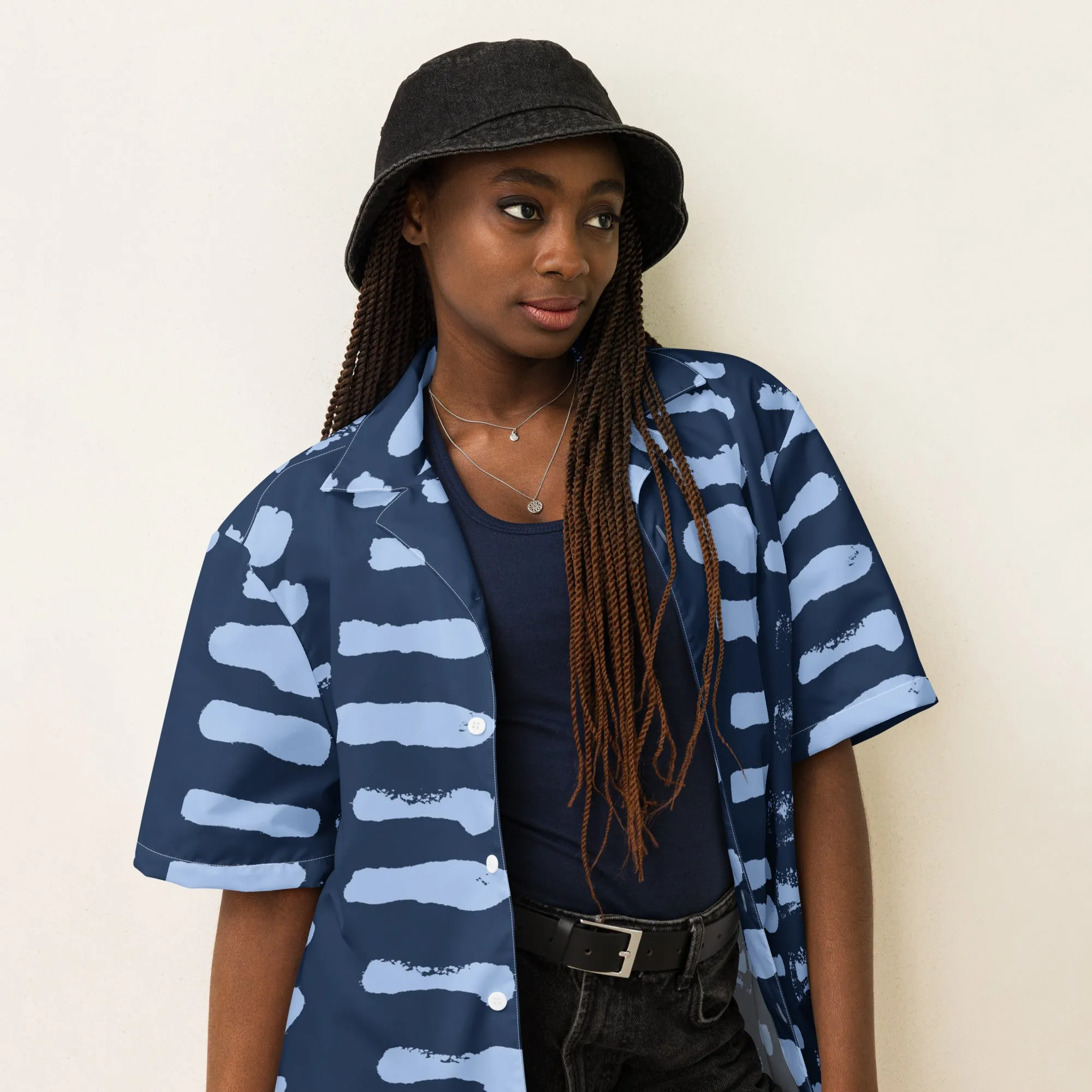 MY Lite Blue Abstract Button Down Unisex Shirt