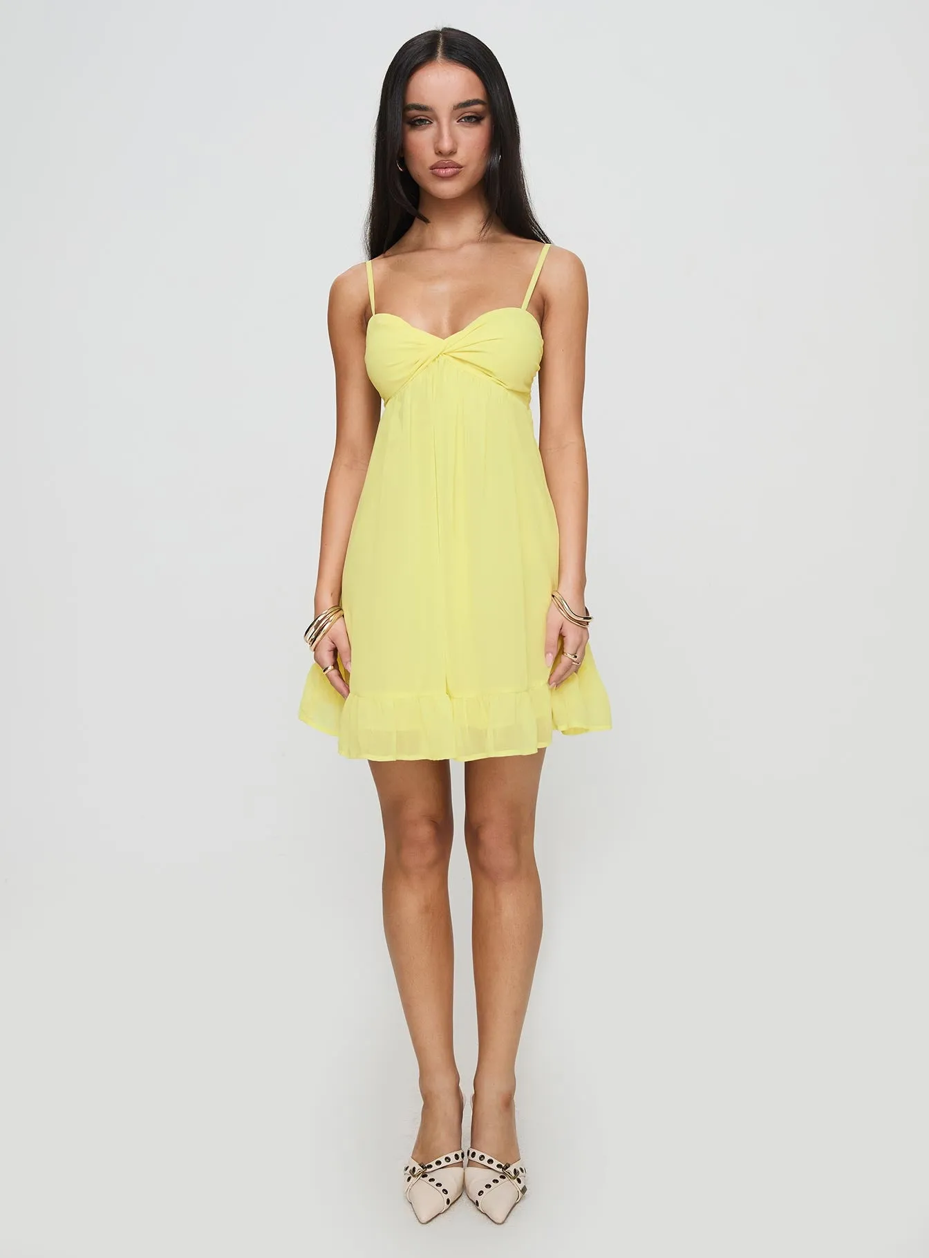 Stolen Kisses Mini Dress Lemon