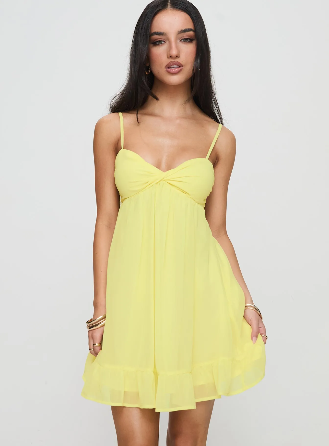 Stolen Kisses Mini Dress Lemon