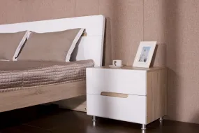 Wooden / White Bedside Table